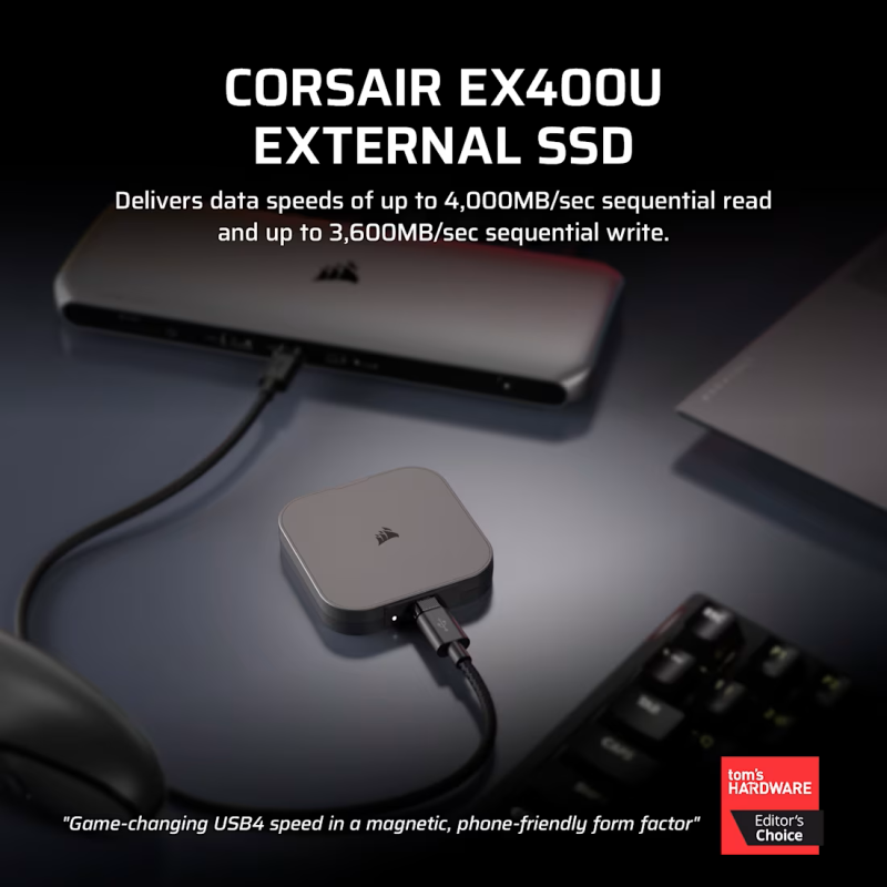 CORSAIR EX400U 4TB USB4 External SSD (CO-SSD-EX400U4TB)