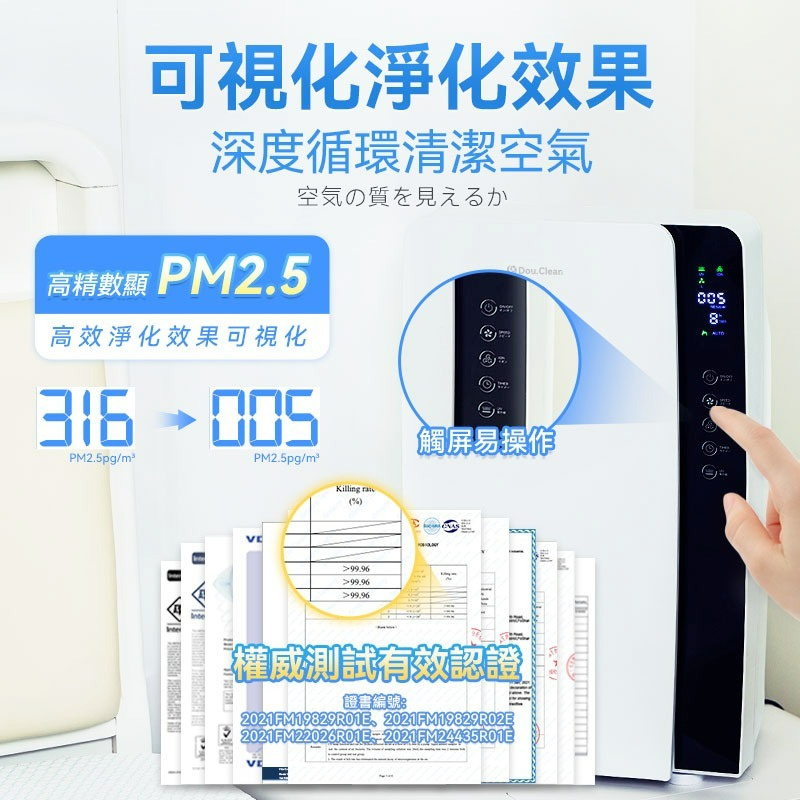 【搶先預訂 全港免運費 送藍牙耳機】Double Clean 寵物毛微粒吸附空氣極淨機