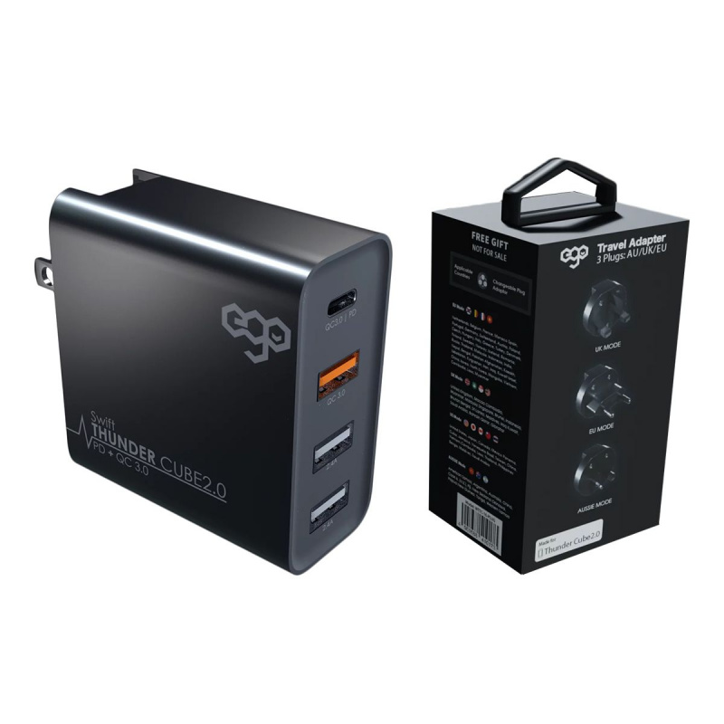 EGO - Thunder Cube 2.0 PD + QC3.0 50W 4輸出旅行充電器 4 port Travel Charger