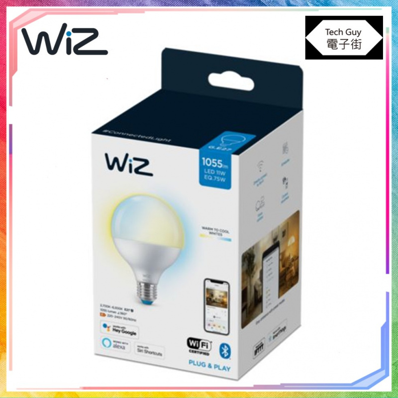 WiZ【E27 G95 11W】藍芽&WiFi 智能燈泡 (黃白光)