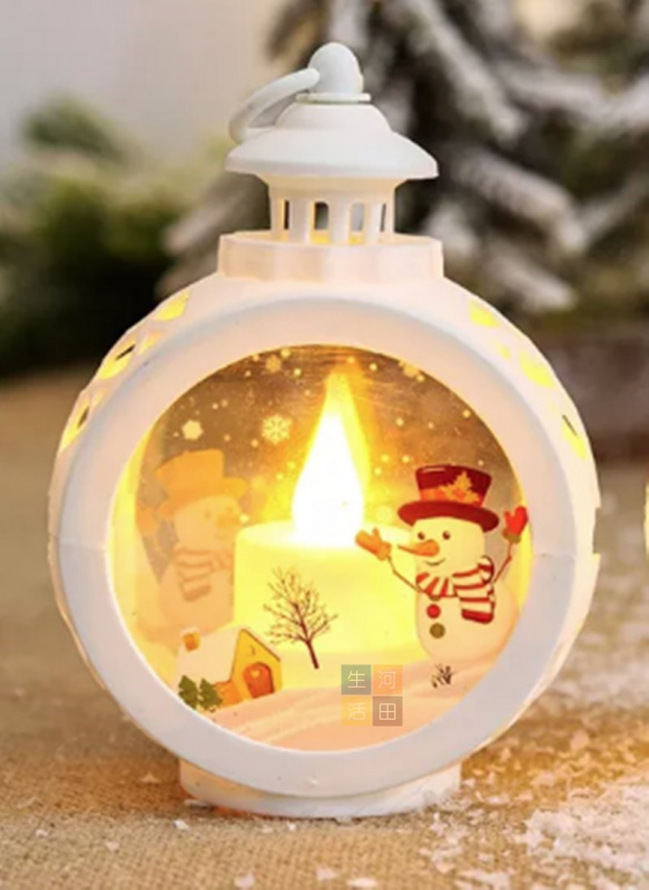 聖誕蠟燭燈 (白色 雪人)/聖誕裝飾燈/LED蠟燭燈/LED聖誕燈/雪人蠟燭燈/聖誕樹/聖誕樹掛飾/圓形/聖誕/掛燈/手提/復古/櫥窗/擺設/節日氣氛/裝飾用品/餐桌裝飾