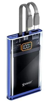 Xpower PD10V+ 2合1 10000mAh 內置線透明PD外置充電器 (藍色)