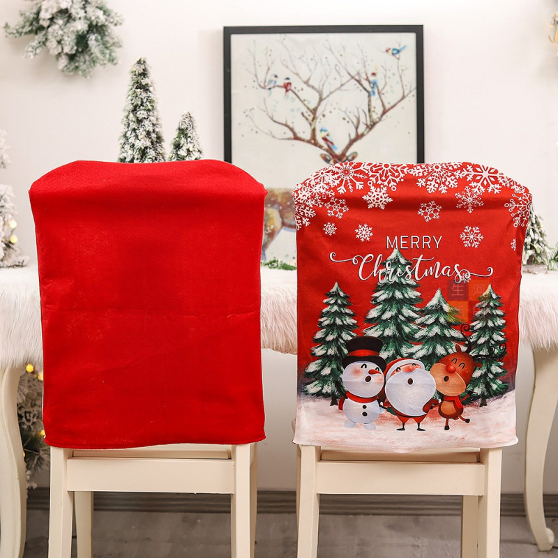 聖誕餐椅背套 (A款) [共2款選擇]/餐椅保護套/椅套/椅背套/聖誕樹/聖誕老人/雪人/聖誕裝飾/衣服保護