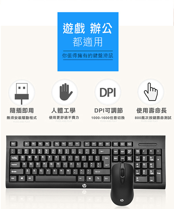 HP Wired Keyboard and Mouse KM100 有線鍵盤滑鼠套裝