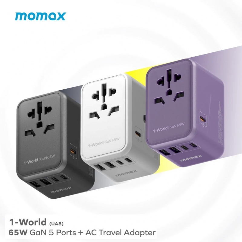 MOMAX 1-World 65W GaN 方便式旅行插座 UA8 [3色]