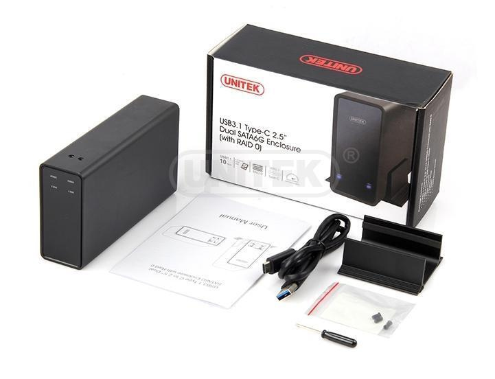 {MPower} Unitek Y-3364 USB 3.1 Type-C Dual 2.5" SSD HDD External Case 外置 硬盤盒 ( Raid ) - 原裝行貨