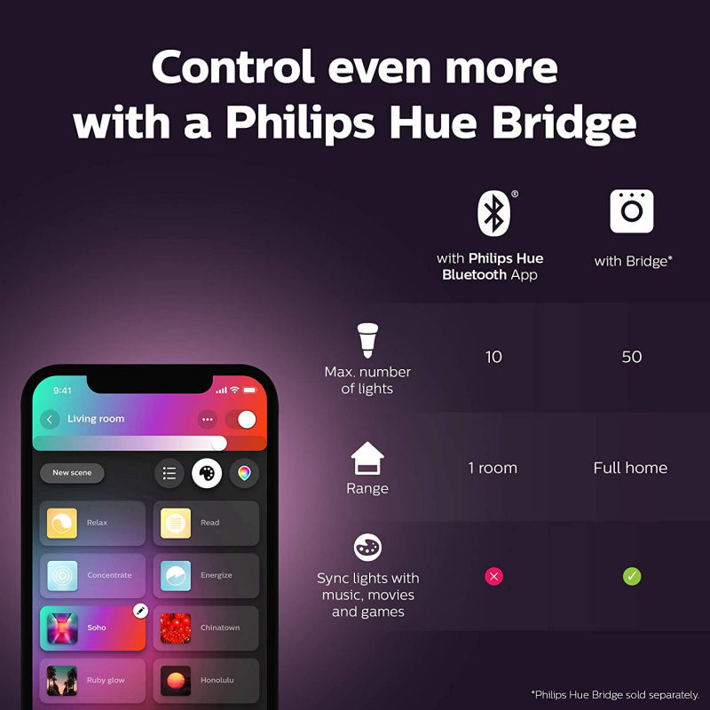 Philips Hue Go 彩光可攜式充電氣氛燈 (藍牙版)(行貨兩年保養)