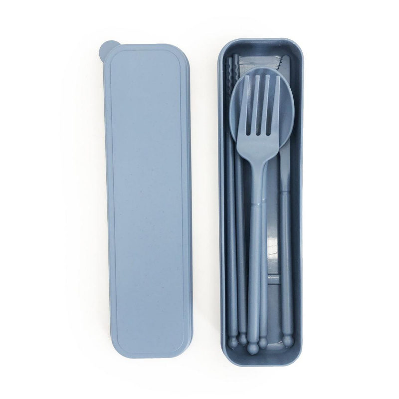 2Virgo - (藍色4件裝)環保餐具，小麥秸稈 天然 安全 無毒 小童餐具 成人餐具 便攜 一次性餐具 可降解 (VWS-TABLEWARE-02-BL)