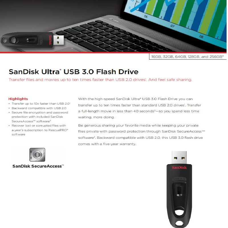 SanDisk SDCZ48 Ultra USB3.0 256GB 【香港行貨保養】