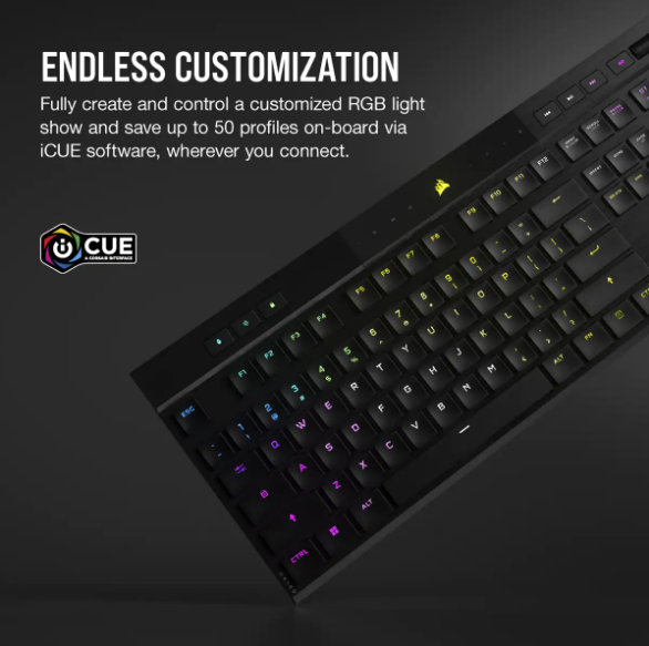CORSAIR K100 AIR WIRELESS RGB Ultra-Thin Mechanical Gaming Keyboard - CHERRY MX Ultra Low Profile Tactile CORSAIR K100 AIR WIRELESS RGB Ultra-Thin Mechanical Gaming Keyboard - CHERRY MX Ultra Low Profile Tactile
