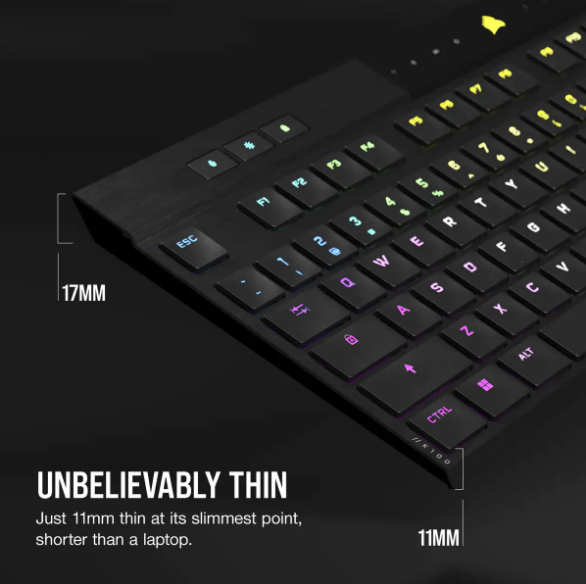 CORSAIR K100 AIR WIRELESS RGB Ultra-Thin Mechanical Gaming Keyboard - CHERRY MX Ultra Low Profile Tactile CORSAIR K100 AIR WIRELESS RGB Ultra-Thin Mechanical Gaming Keyboard - CHERRY MX Ultra Low Profile Tactile