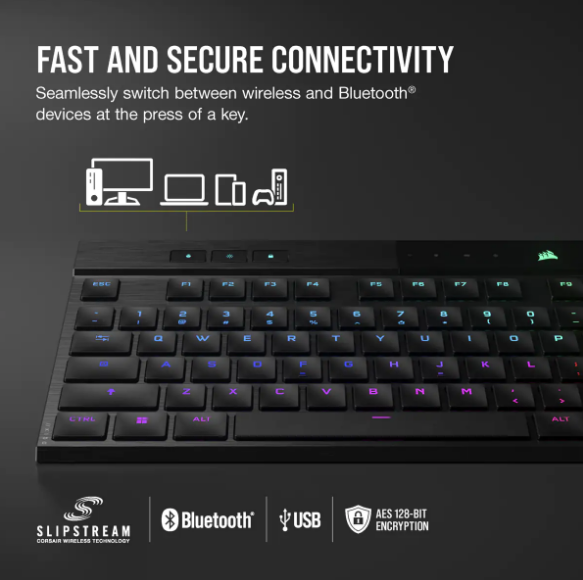 CORSAIR K100 AIR WIRELESS RGB Ultra-Thin Mechanical Gaming Keyboard - CHERRY MX Ultra Low Profile Tactile CORSAIR K100 AIR WIRELESS RGB Ultra-Thin Mechanical Gaming Keyboard - CHERRY MX Ultra Low Profile Tactile