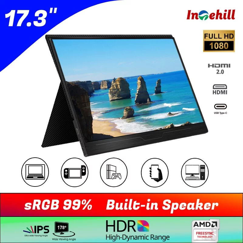 Intehill 便攜式顯示器 P17NC 17.3" FHD 非觸控式螢幕 144Hz 刷新率