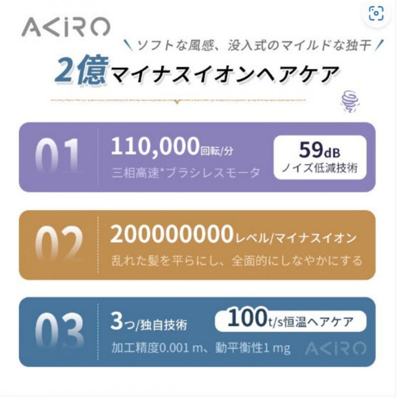 AKIRO AirStyle-Q 2億負離子護髮速乾高速風筒  [2色]