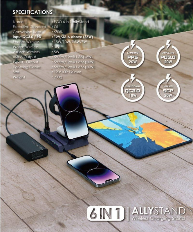 【全港免運費 行貨1年保養】EGO AllyStand 6in1 無線充電座