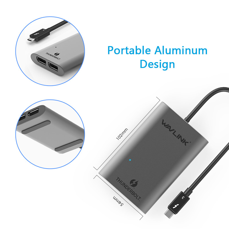 Wavlink Thunderview III - UTA21D Thunderbolt™ 3 to Dual DisplayPort Display Adapter (WL-UTA21D)