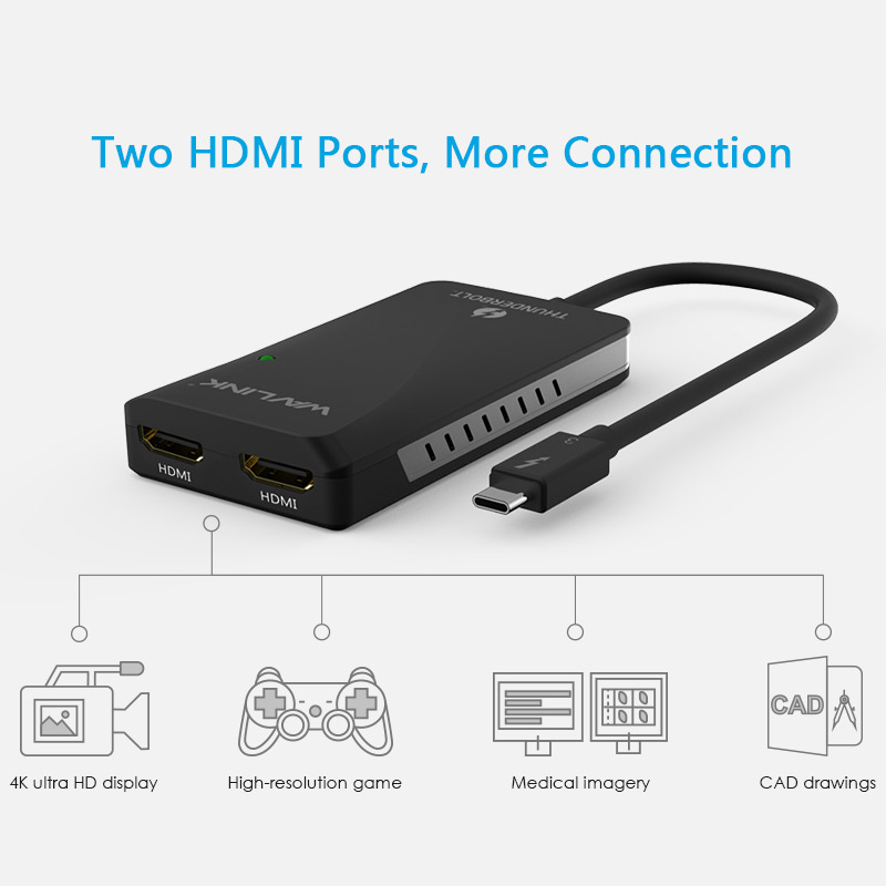 Wavlink Thunderview II - Thunderbolt™ 3 Portable Dual 4K HDMI Adapter (WL-UTA01H) Wavlink Thunderview II - Thunderbolt™ 3 Portable Dual 4K HDMI Adapter (WL-UTA01H)