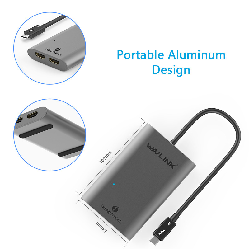 Wavlink Thunderview IV - UTA02H Thunderbolt™ 3 to Dual HDMI Display Adapter (WL-UTA02H)