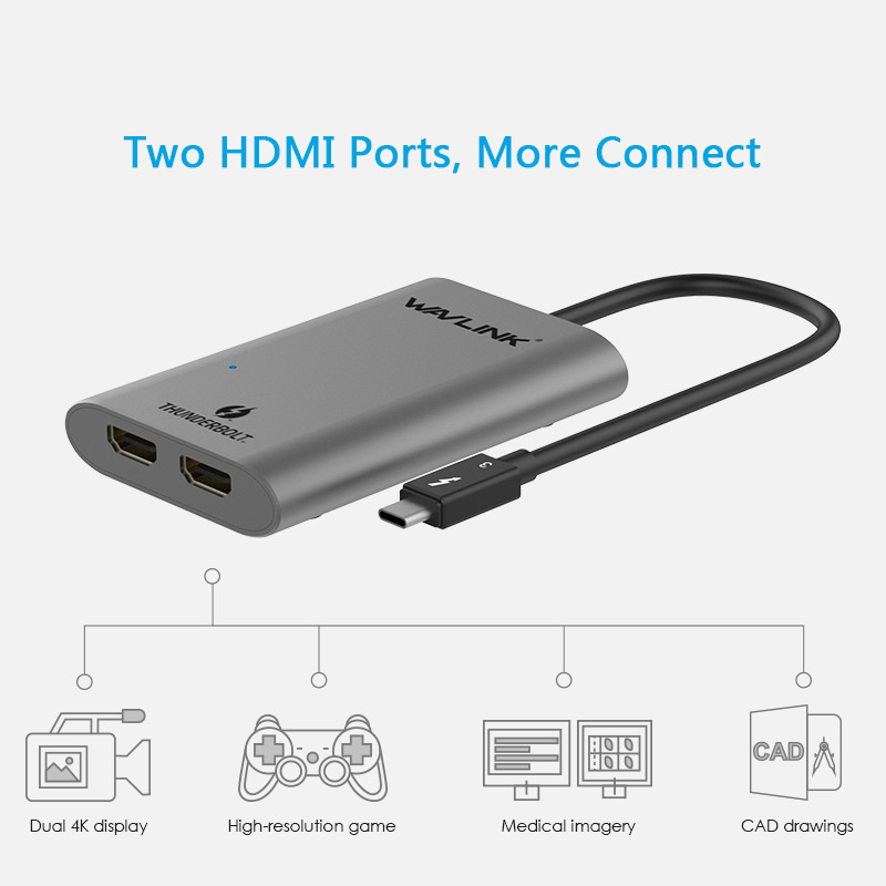 Wavlink Thunderview IV - UTA02H Thunderbolt™ 3 to Dual HDMI Display Adapter (WL-UTA02H)