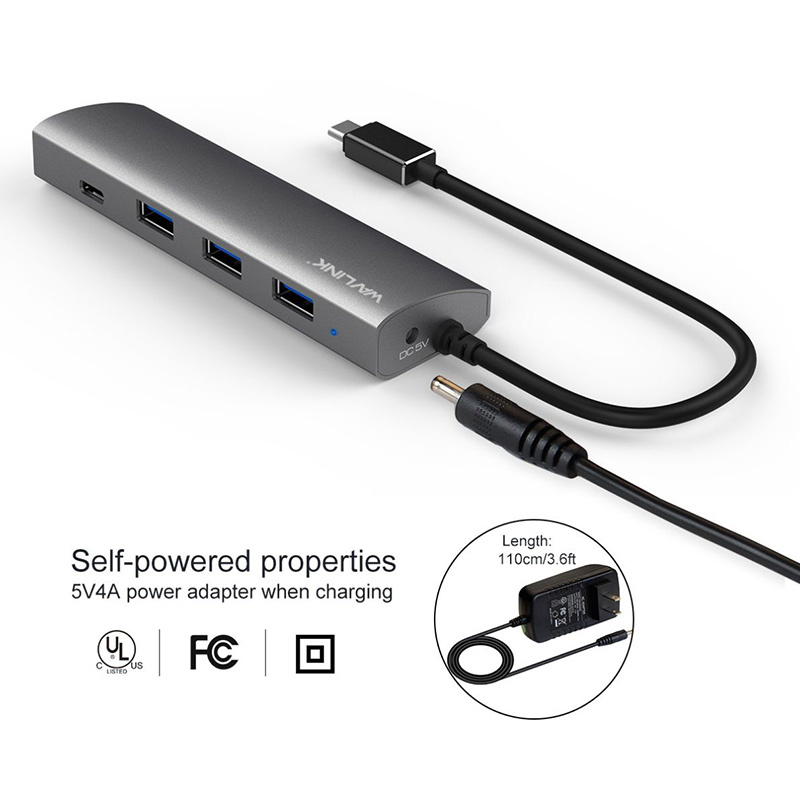Wavlink UH3047C1 SuperSpeed USB 3.0 4-Port Aluminum HUB (WS-UH3047C1)