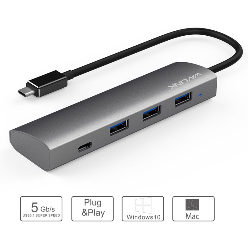 Wavlink UH3047C1 SuperSpeed USB 3.0 4-Port Aluminum HUB (WS-UH3047C1)