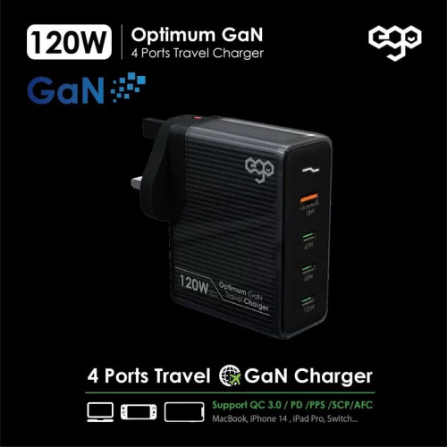 EGO 120W Optimum GaN 4USB 旅行充 [黑/白色]