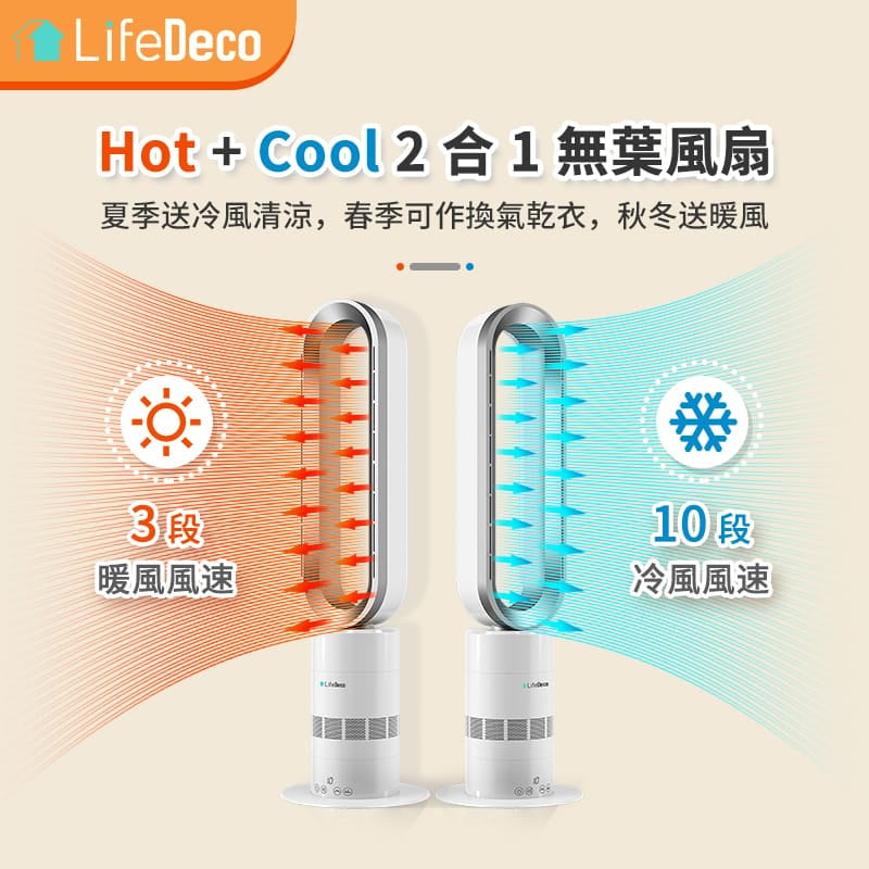 LifeDeco TP-18 Pro  冷暖2合1無葉座地風扇