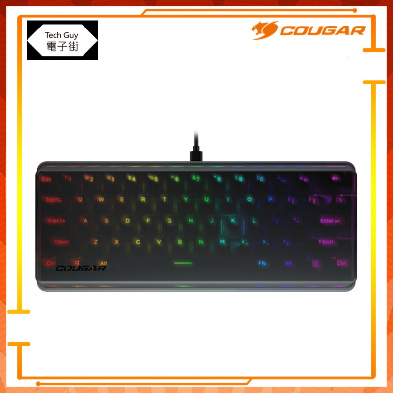 Cougar【PURI MINI】60%RGB機械鍵盤 連磁吸保護罩 (紅軸/青軸)