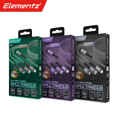 Elementz 3合1快速充電線 N3C /120CM