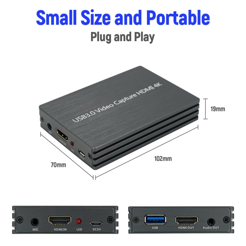 USB3.0高清4K HDMI超高清視頻採集卡帶麥克輸入輸出PS4/Nintendo Switch/Xbox/WiiU遊戲直播採集盒 電腦OBS圖像數據採集推流直播盒
