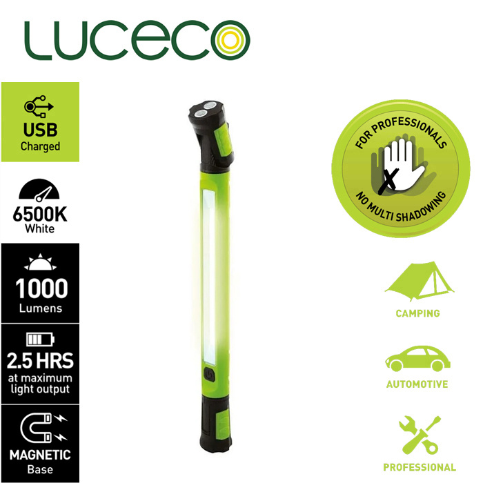 LUCECO - 360°旋轉磁鐵掛鉤多重固定10W 充電式強光LED 電筒USB - Type C充電帶