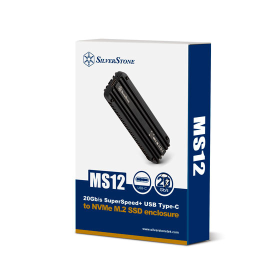 SilverStone 20Gbps SuperSpeed+ USB 3.2 Type-C to NVMe M.2 SSD enclosure (MS12) SilverStone 20Gbps SuperSpeed+ USB 3.2 Type-C to NVMe M.2 SSD enclosure (MS12)