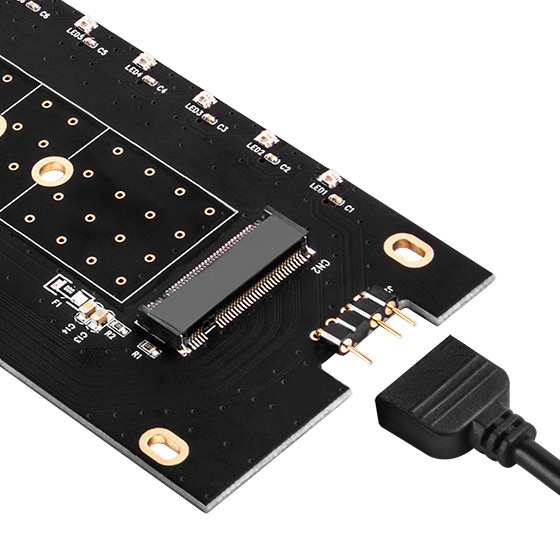 SilverStone M.2 NVMe SSD NGFF M key to PCIe x4 ARGB adapter card with heatsink and thermal pad (ECM24-ARGB)