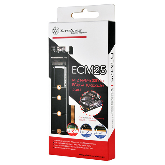 SilverStone 1U M.2 M Key PCIe NVMe Adapter to PCIe X4 (ECM25)