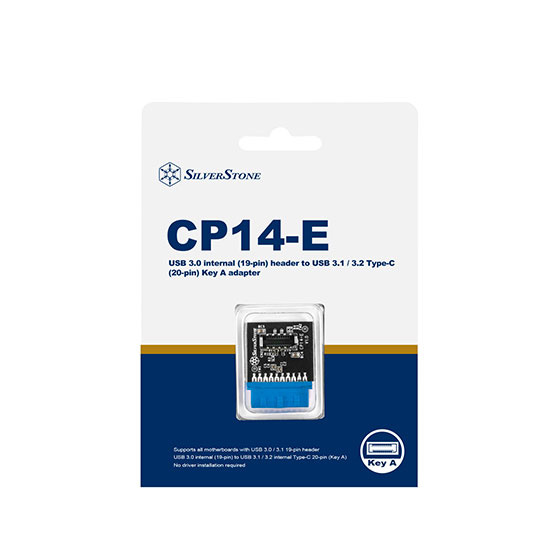 SilverStone USB 3.0 internal (19-pin) header to USB 3.1 / 3.2 Type-C (20-pin) Key A adapter (CP14-E) SilverStone USB 3.0 internal (19-pin) header to USB 3.1 / 3.2 Type-C (20-pin) Key A adapter (CP14-E)