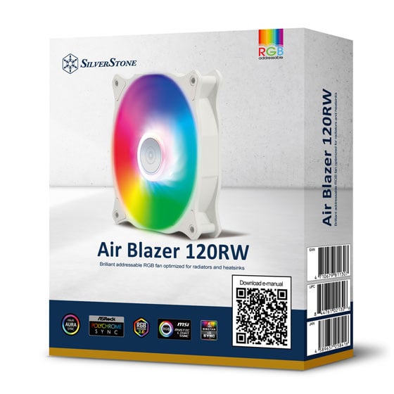 SILVERSTONE Air Blazer 120RW Brilliant addressable RGB fan optimized for radiators and heatsinks