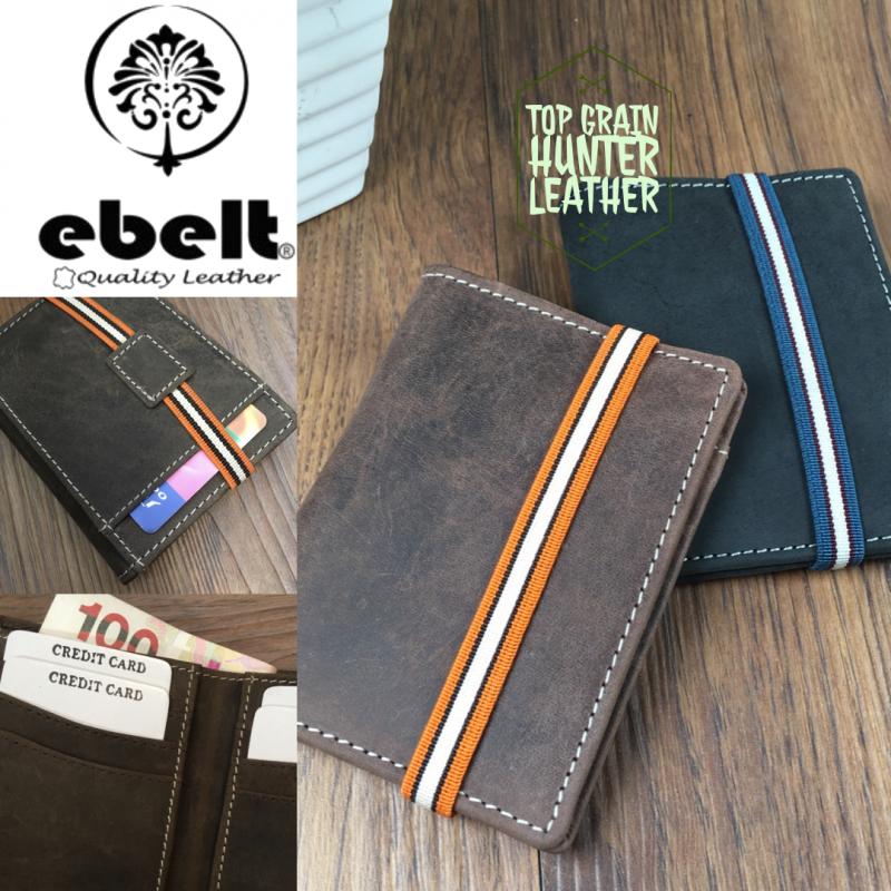 [香港品牌EBELT] 男士皮夾銀包 短夾皮包 印度製獵人牛皮 迷你卡包 / 男用錢包