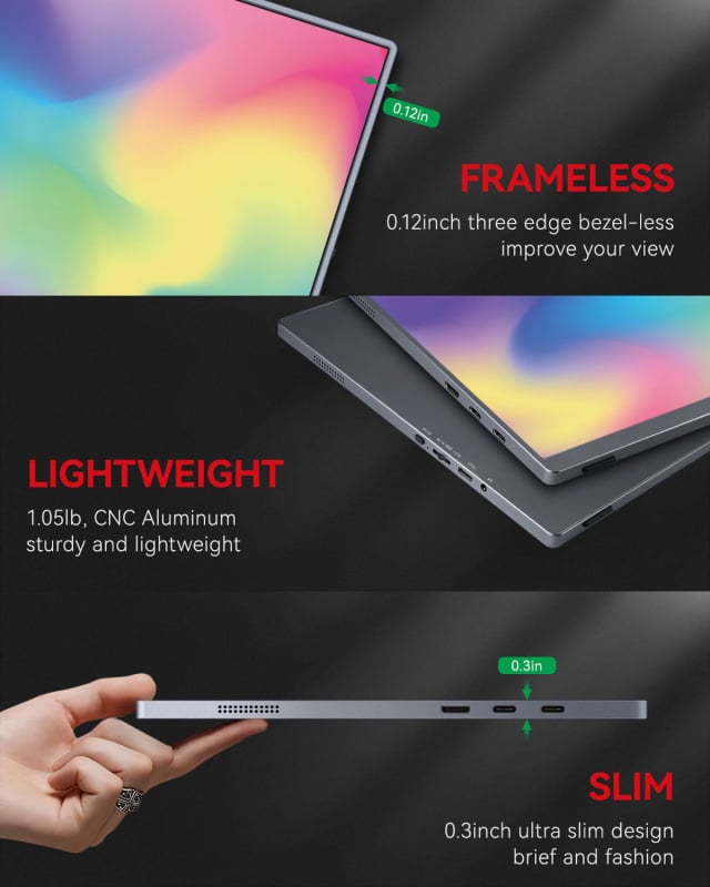 Intehill 13.3吋 4K IPS 便攜式顯示器 U13NA