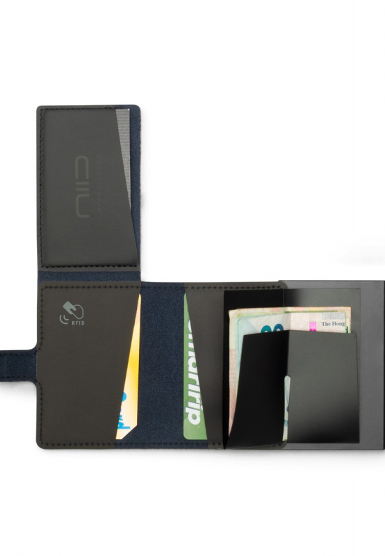 NIID -  強韌碳纖維‧真皮革‧RFID自動式小銀包型卡片盒