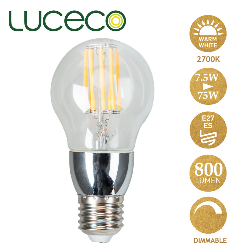 英國Luceco LED 7.5W 復古電燈泡 2700K 暖白光 E27 大螺頭 可調光 LAD27W7FS80-LE