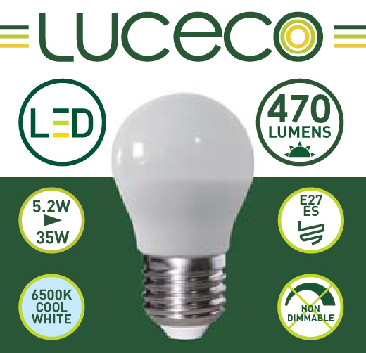 英國Luceco 最後3個 LED 5.2W 6500K E27 大螺頭 470lm 冷白光 A60 LB27C5W47-1A