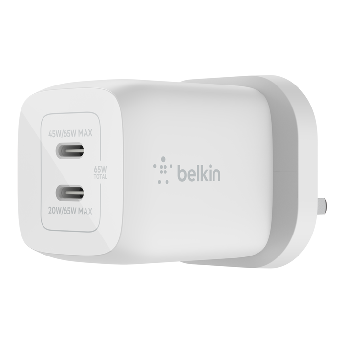 Belkin - BOOST↑CHARGE PRO 雙 USB-C GaN PPS 65W 快速充電器 [WCH013myWH]