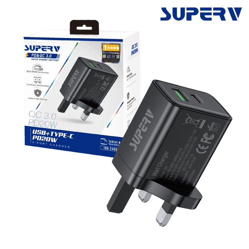 SuperV  PD20W雙插口快速充電器 [G84]