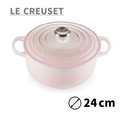 Le Creuset 圓形琺瑯鑄鐵鍋 Round Casserole 24cm 4.2L 貝殼粉 Shell Pink 21177247774430平行進口