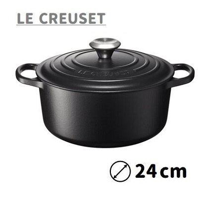 Le Creuset 圓形琺瑯鑄鐵鍋 啞光黑 Noir Mat  24cm 4.2L 21177240000430 / 26cm 5.3L 21177260000430 平行進口