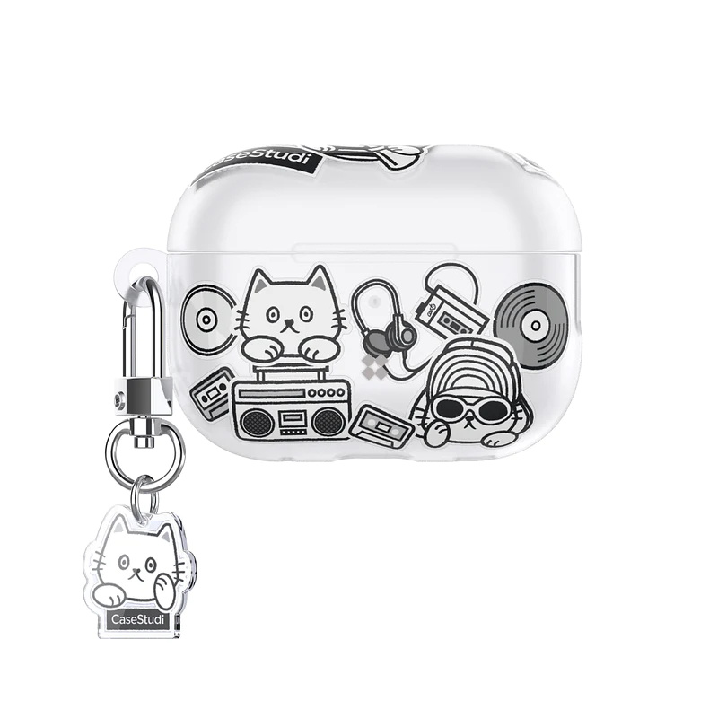 CaseStudi CAST AirPods Pro 2/1代 霧面貓咪充電盒保護套 ( 含貓咪扣環 手腕掛繩)