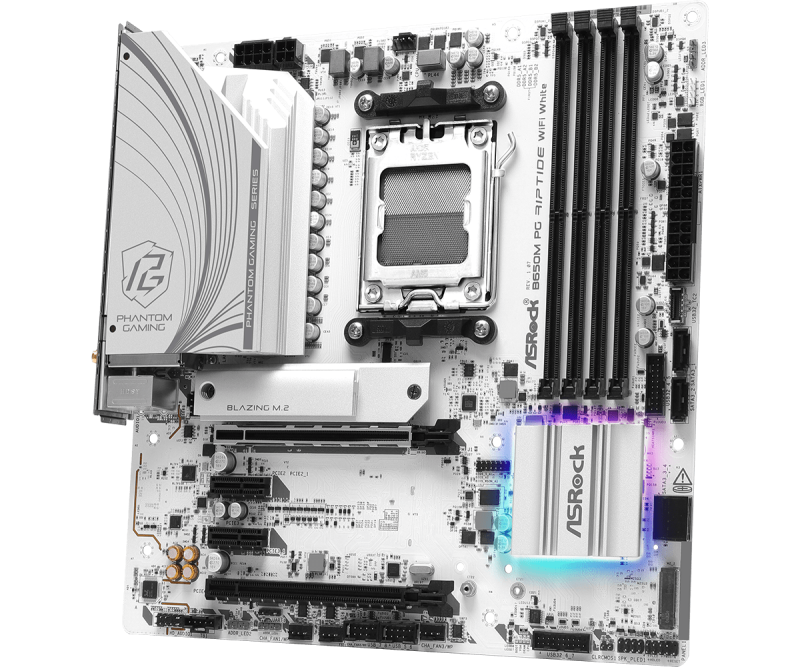 ASROCK PHANTOM GAMING B650M PG Riptide WiFi White ( SOCKET AM5 ) [現金 / 轉數快 優惠 $1360]