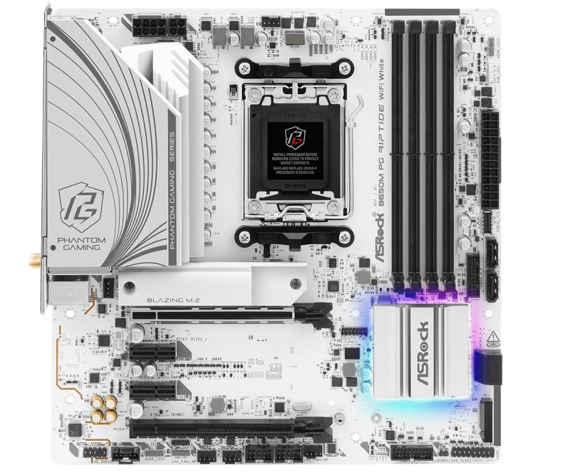 ASROCK PHANTOM GAMING B650M PG Riptide WiFi White ( SOCKET AM5 ) [現金 / 轉數快 優惠 $1360]