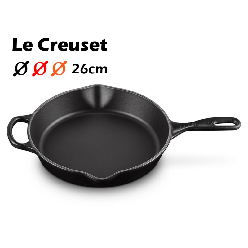 Le Creuset - LC (連手柄)琺瑯鑄鐵平底煎鍋 26厘米 20187260000422 啞光黑 Noir Mat 平行進口
