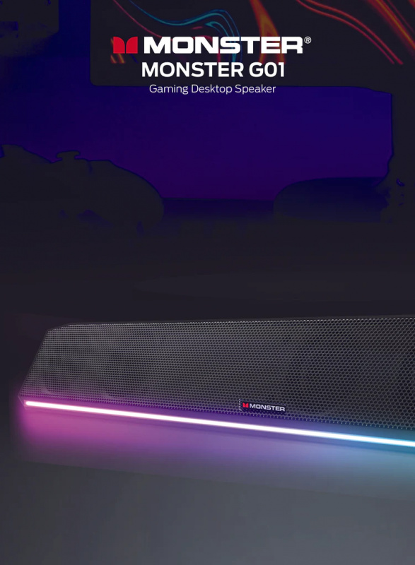🌟全港免運🌟 MONSTER G01 Gaming Mini Soundbar - 3.5mm AUX & Bluetooth 藍牙 喇叭